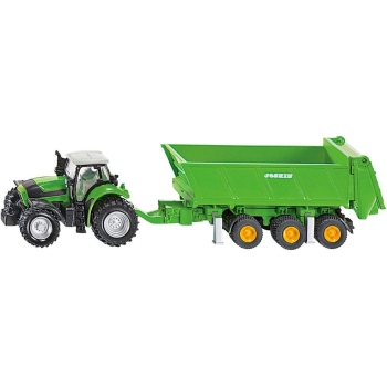 Traktor z naczepą, przyczepą i cysterną model metalowy SIKU S1848